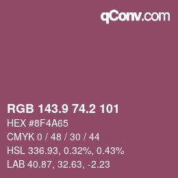 Color code: RGB 143.9 74.2 101 | qconv.com