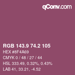 カラーコード: RGB 143.9 74.2 105 | qconv.com