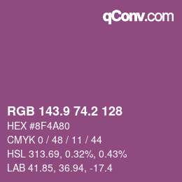 カラーコード: RGB 143.9 74.2 128 | qconv.com