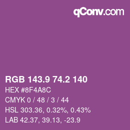 カラーコード: RGB 143.9 74.2 140 | qconv.com