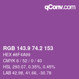 カラーコード: RGB 143.9 74.2 153 | qconv.com