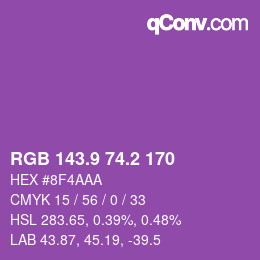 カラーコード: RGB 143.9 74.2 170 | qconv.com