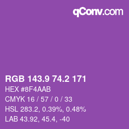 カラーコード: RGB 143.9 74.2 171 | qconv.com