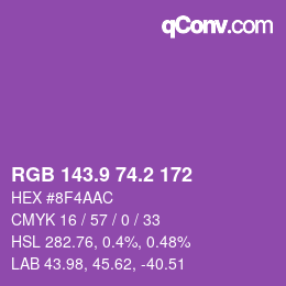 カラーコード: RGB 143.9 74.2 172 | qconv.com