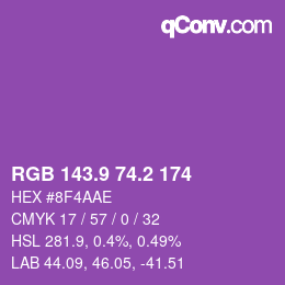 カラーコード: RGB 143.9 74.2 174 | qconv.com