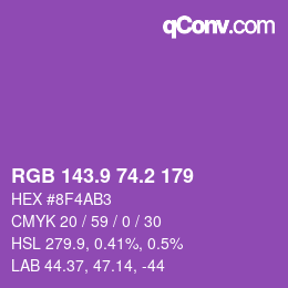 カラーコード: RGB 143.9 74.2 179 | qconv.com