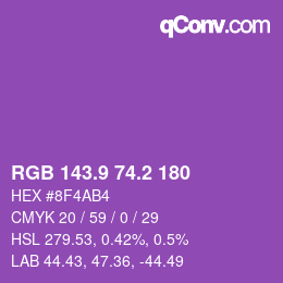 カラーコード: RGB 143.9 74.2 180 | qconv.com
