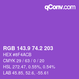 カラーコード: RGB 143.9 74.2 203 | qconv.com