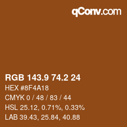 カラーコード: RGB 143.9 74.2 24 | qconv.com