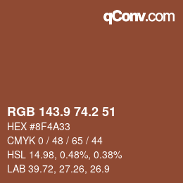 Color code: RGB 143.9 74.2 51 | qconv.com