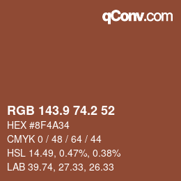 Color code: RGB 143.9 74.2 52 | qconv.com