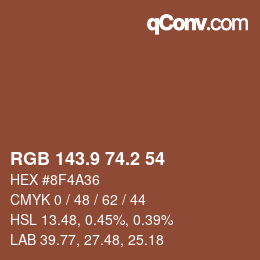 Color code: RGB 143.9 74.2 54 | qconv.com