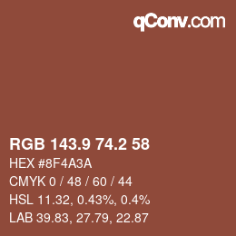 Color code: RGB 143.9 74.2 58 | qconv.com