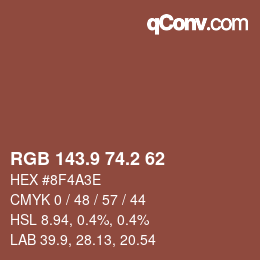 カラーコード: RGB 143.9 74.2 62 | qconv.com