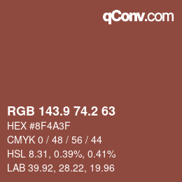 Color code: RGB 143.9 74.2 63 | qconv.com