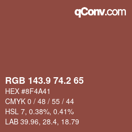 カラーコード: RGB 143.9 74.2 65 | qconv.com