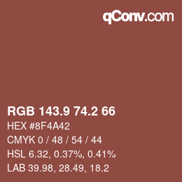 Color code: RGB 143.9 74.2 66 | qconv.com