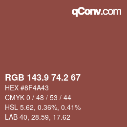 Color code: RGB 143.9 74.2 67 | qconv.com