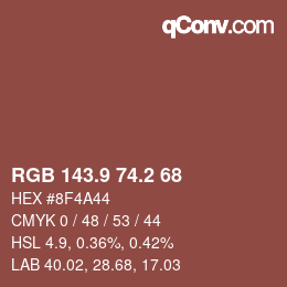 Color code: RGB 143.9 74.2 68 | qconv.com