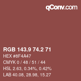 Color code: RGB 143.9 74.2 71 | qconv.com