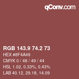 Color code: RGB 143.9 74.2 73 | qconv.com