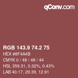 カラーコード: RGB 143.9 74.2 75 | qconv.com