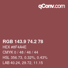 Color code: RGB 143.9 74.2 78 | qconv.com