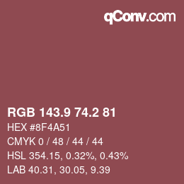 Color code: RGB 143.9 74.2 81 | qconv.com
