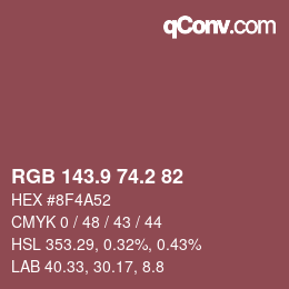 Color code: RGB 143.9 74.2 82 | qconv.com