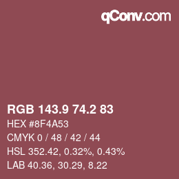 カラーコード: RGB 143.9 74.2 83 | qconv.com