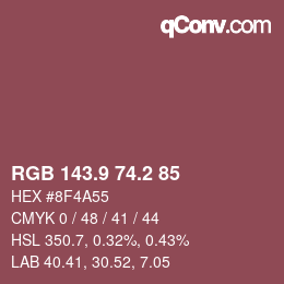 カラーコード: RGB 143.9 74.2 85 | qconv.com