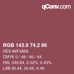Color code: RGB 143.9 74.2 86 | qconv.com