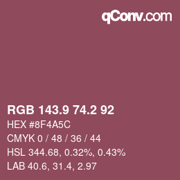 Color code: RGB 143.9 74.2 92 | qconv.com