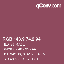 カラーコード: RGB 143.9 74.2 94 | qconv.com