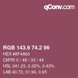 カラーコード: RGB 143.9 74.2 96 | qconv.com