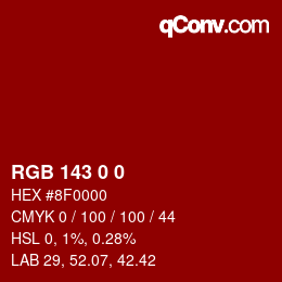 Color code: RGB 143 0 0 | qconv.com