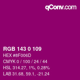 颜色代码: RGB 143 0 109 | qconv.com