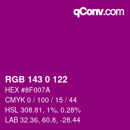 Color code: RGB 143 0 122 | qconv.com