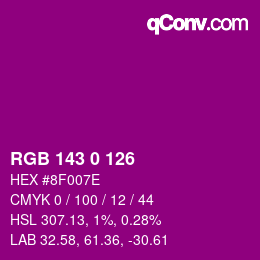 颜色代码: RGB 143 0 126 | qconv.com