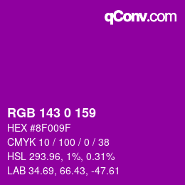 カラーコード: RGB 143 0 159 | qconv.com