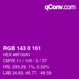 Color code: RGB 143 0 161 | qconv.com