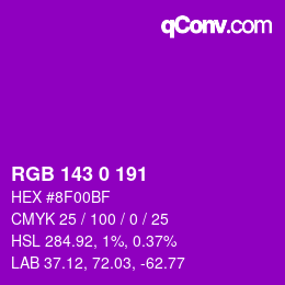 カラーコード: RGB 143 0 191 | qconv.com