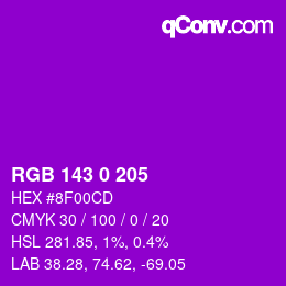 Farbcode: RGB 143 0 205 | qconv.com
