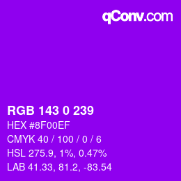 Color code: RGB 143 0 239 | qconv.com