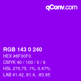 Color code: RGB 143 0 240 | qconv.com