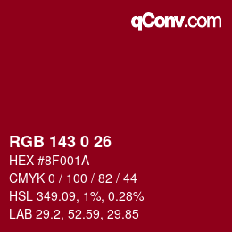 颜色代码: RGB 143 0 26 | qconv.com