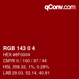 Color code: RGB 143 0 4 | qconv.com