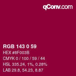 カラーコード: RGB 143 0 59 | qconv.com