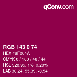 Color code: RGB 143 0 74 | qconv.com