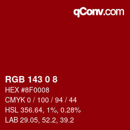 カラーコード: RGB 143 0 8 | qconv.com